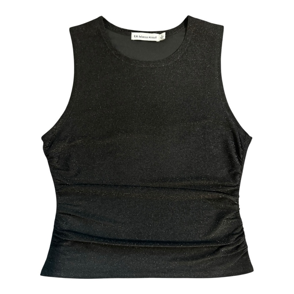 Rebecca Minkoff Metallic Black Sleeveless Top L - Picture 1 of 4